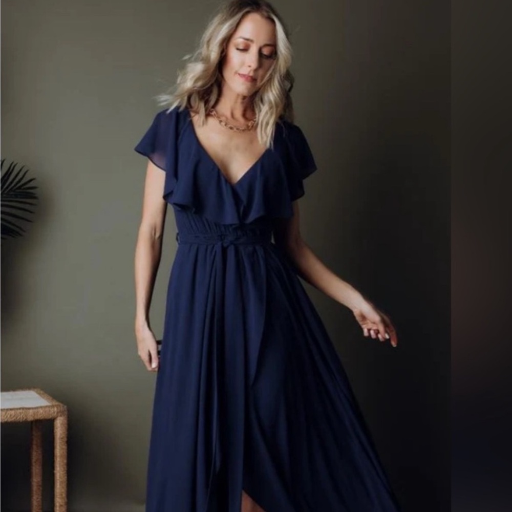 Baltic Born Katya navy ruffle maxi dress